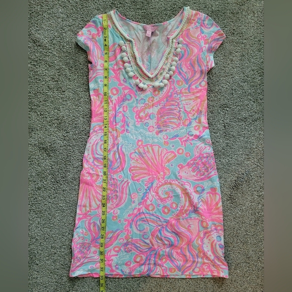 Lilly Pulitzer Pom Pom Dress Pink Blue Size XS - Picture 9 of 9